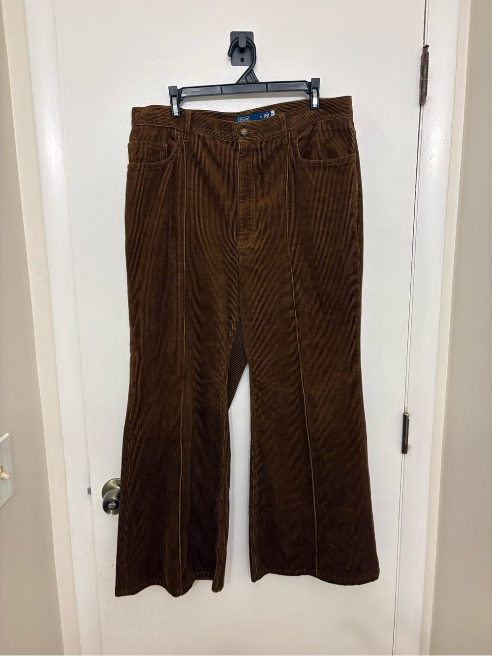 Vtg Polo Ralph Lauren Pintucked Corduroy Flare Pants Brown 100% Cotton Size 12